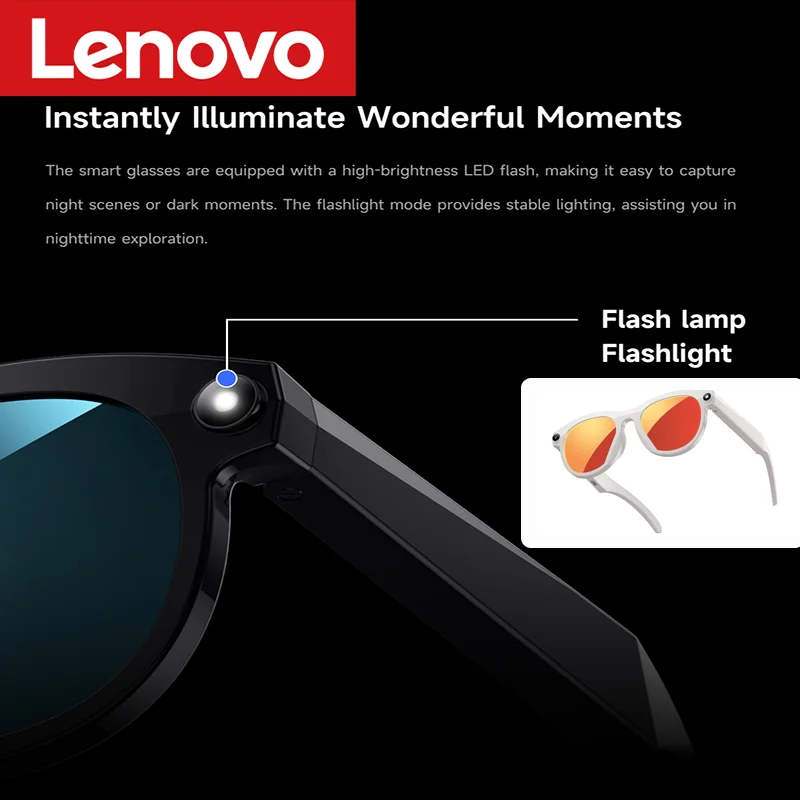 

Lenovo 8K AI Smart Glasses Color Changing Chat GPT 1200MP Translate Camera Bluetooth Call Voice Assistant Music Control 2026 New