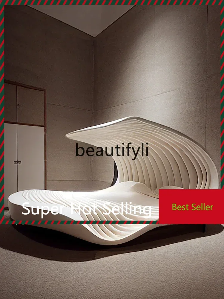 

A71 Adult creative double bed white technology bed, cream bed 1.8 meters bed personality