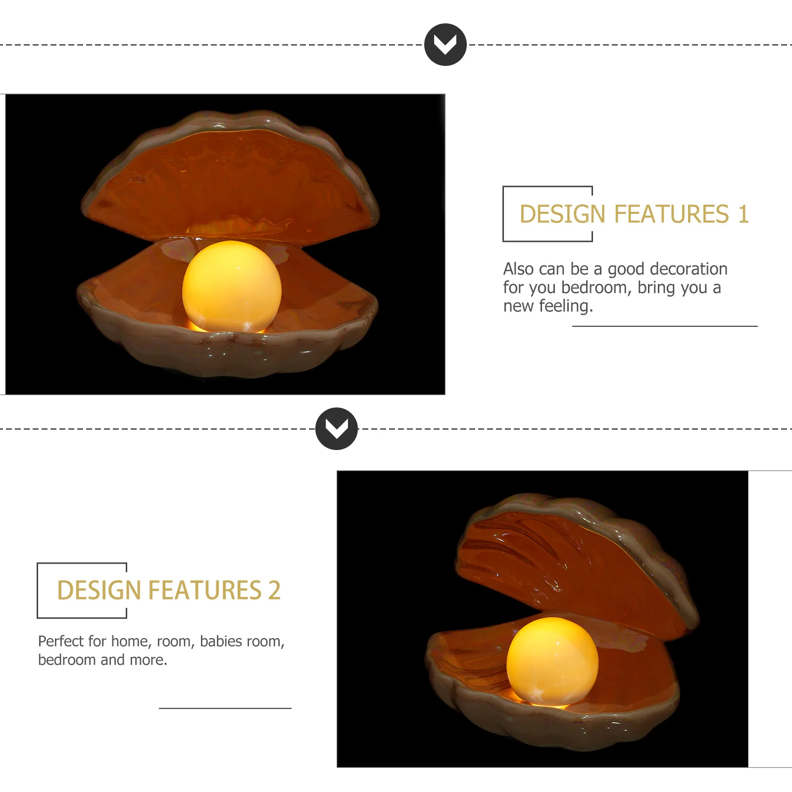 

Shell Lamp Night Light Bedside Decor Desktop Decoration European Style Home Adornment Ceramic Solar Portable Ocean Lighting