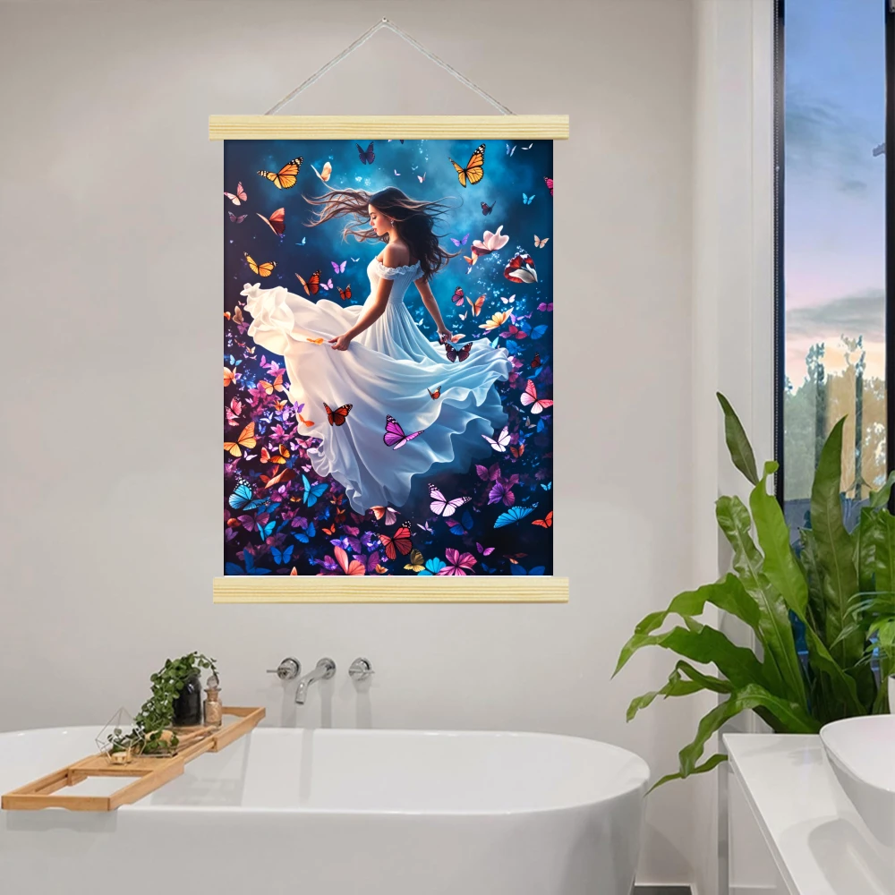 1pcs Religious Scroll Hanging Canvas Poster Jesus Christ Prayer Scene Christian Art for Festive Halloween Christmas Living Room