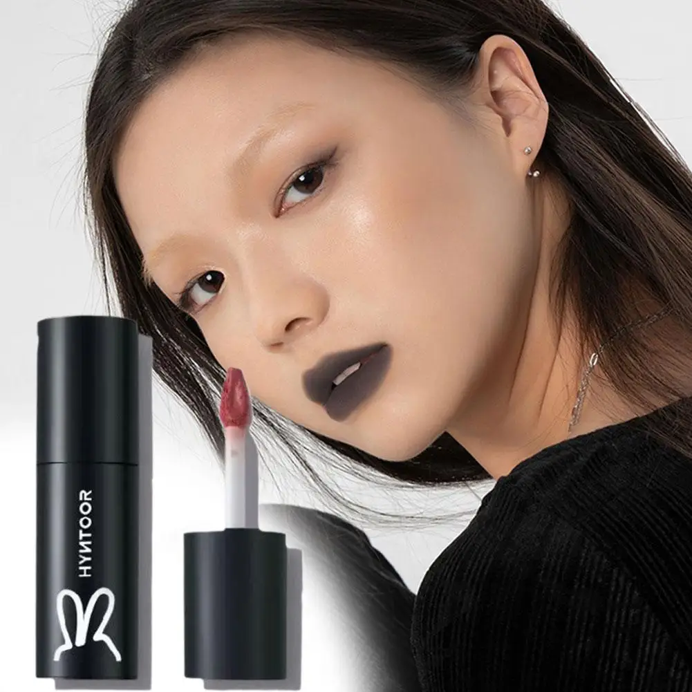 

Hyntoor Matte Lipstick, Soft Mist Velvet , Punk Nude Black Gothic Style, High Color Rendering Lip Mud, Non-stick Cup Lip Makeup