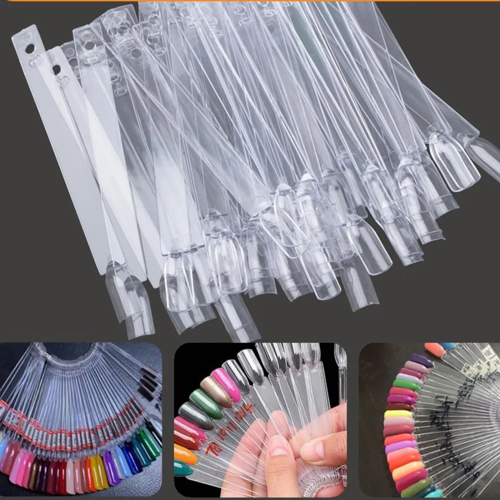 40/50pcs Color Card Nail Display Sticks Clear Natural Swatch Palette False Nail Tips Gel Polish Practice Display Board Nail Tool