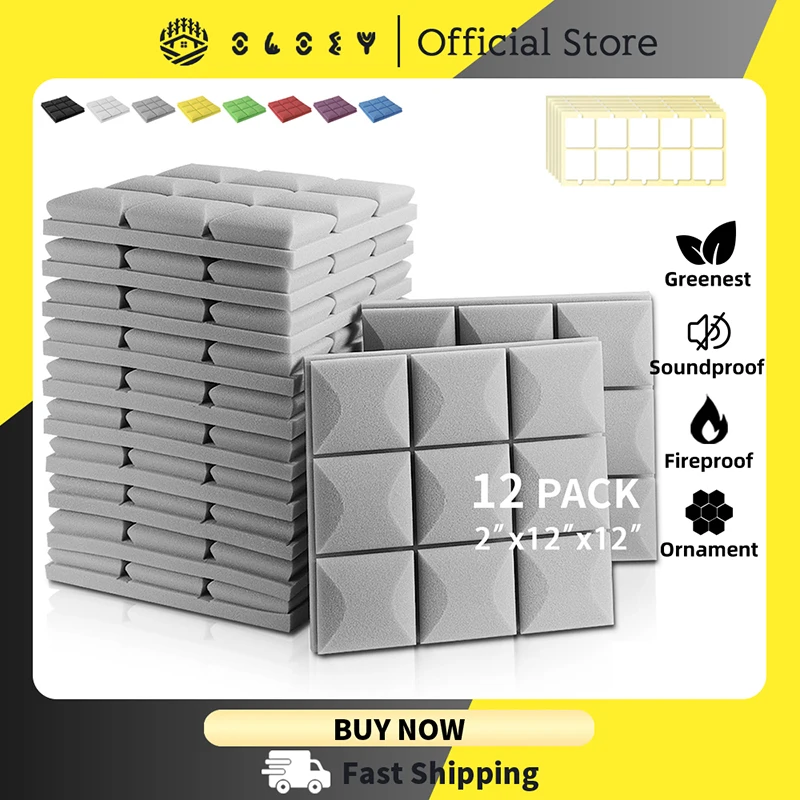 Acoustic insulation 12 Pcs Wall Soundproof Foam For Music Studio Foam Soundproofing Door Noise insulation Home Accessories