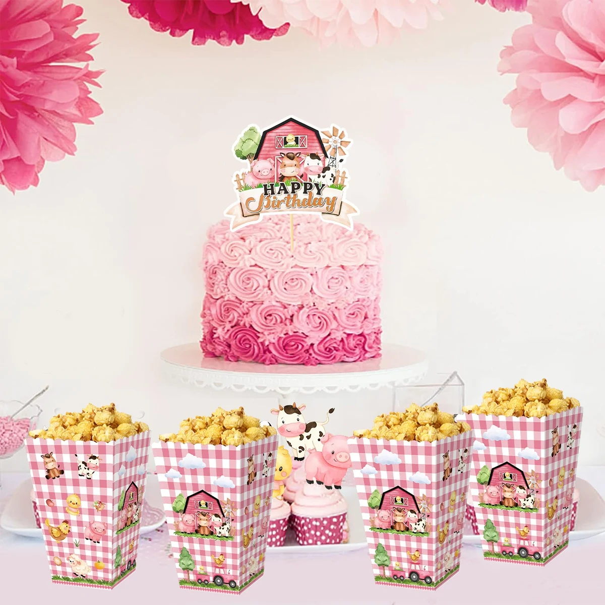 Mixed Farm Animals Tableware Party Set for Wild One Birthday Party Table Decoration Birthday Party Wedding Parties Supplies
