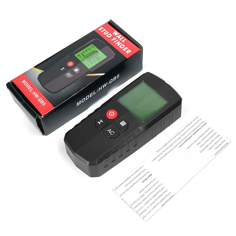 スタッド壁スキャナー検出器,5 in 1,電子壁,木,金属,液晶ディスプレイ付きセンサー,黒,簡単な取り付け
