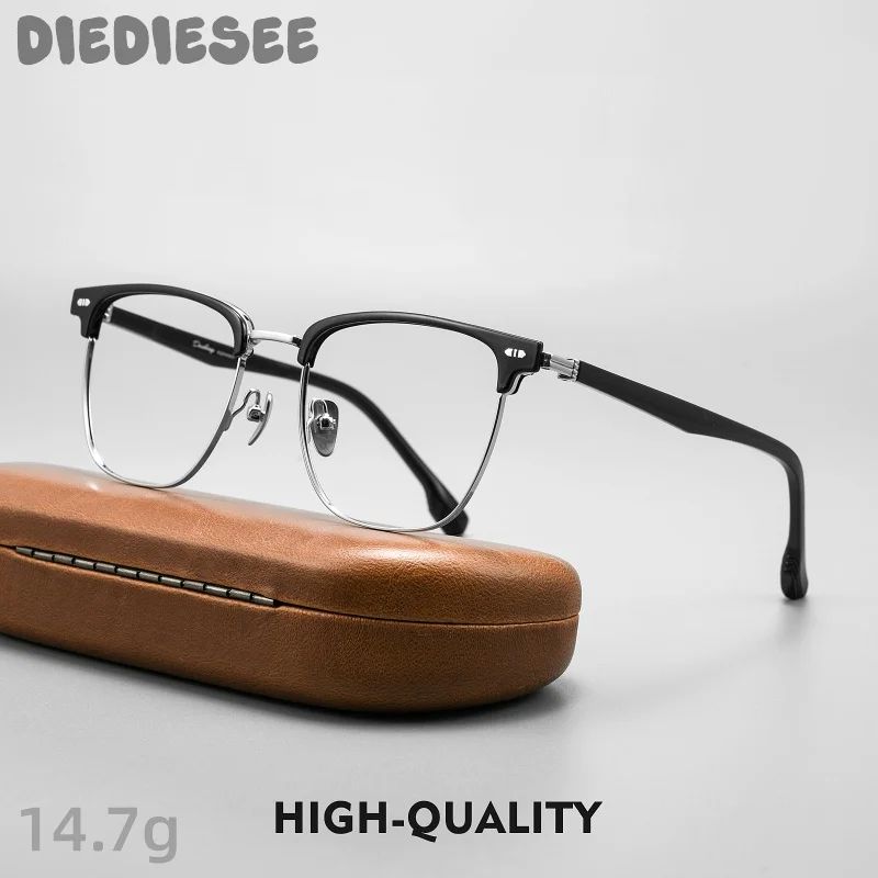 

DIEDIESEE New Men's Fashion Business Eyebrow Frame Classic Flat Light Glasses Retro Anti Blue Light Glasses Frame BW51013B