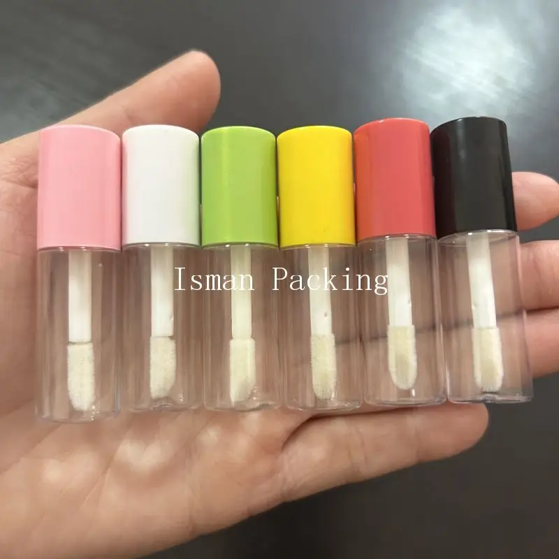 

50Pcs mini empty colorful 3ml cosmetic clear sample lip gloss bottle container tubes liquid lipstick packaging with applicator