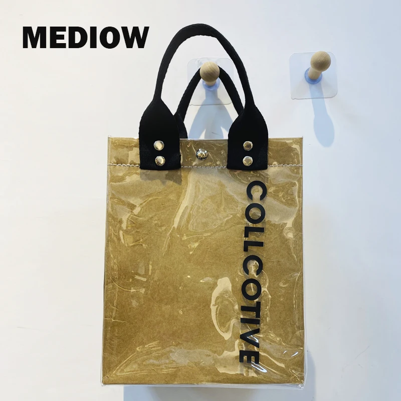 MEDIOW Transparent Kraft Paper Bags For Women Luxury Designer Handbags And Purses 2023 New In PVC Letter Decorate Shoulder Bag