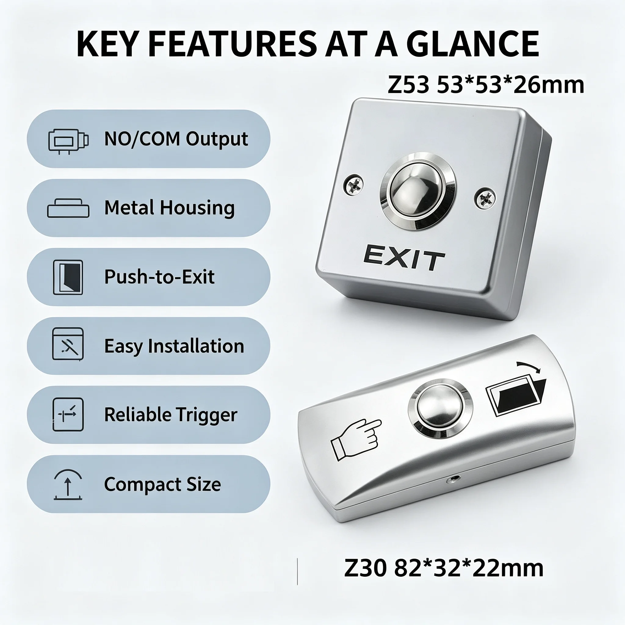 5YOA Zinc Alloy Door Exit Release Button Panel Push Switch for Gate Access Control System Open