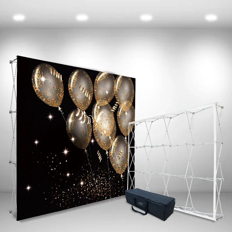 Customizable Aluminum Portable Straight Pop-up Display Stand Retractable Banner Backdrop for Trade Show Promotions Foldable