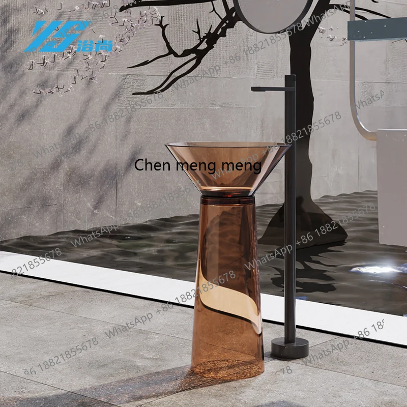 

Column basin Transparent art basin Bathroom Color floor type integrated hand wash basin