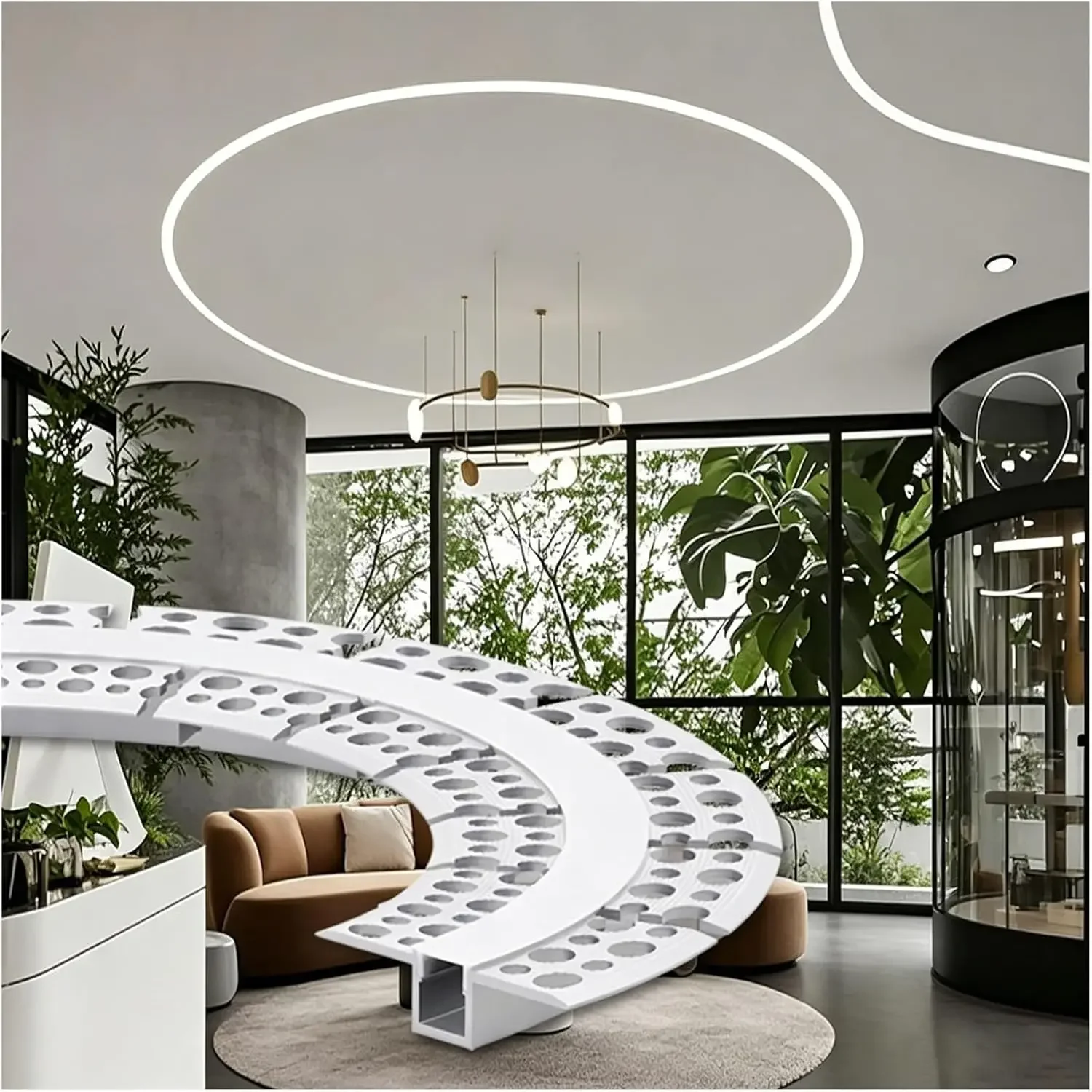 Trimless Recessed Drywall Aluminum Led Profile, Led Track Channel Bendable with Milky Diffuser, Cove Lighting Molding Versatile