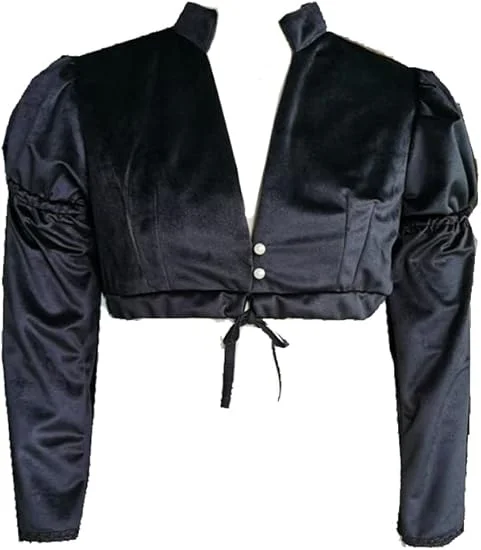 Regency Jacket Women Jane Austen High Waist Spencer Short Blue Jacket For Empire Waisted Dresses Elizabeth Bennet Coat - view 5