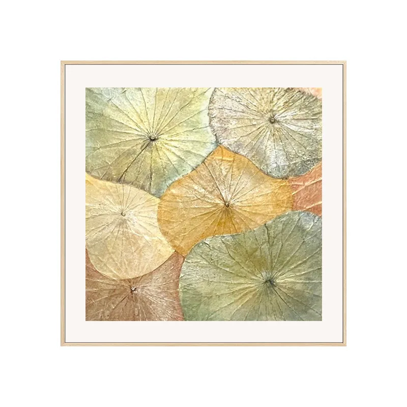 

Lotus leaf hand-painted oil painting modern simple tea room hanging painting desktop table setting porch decorative painting