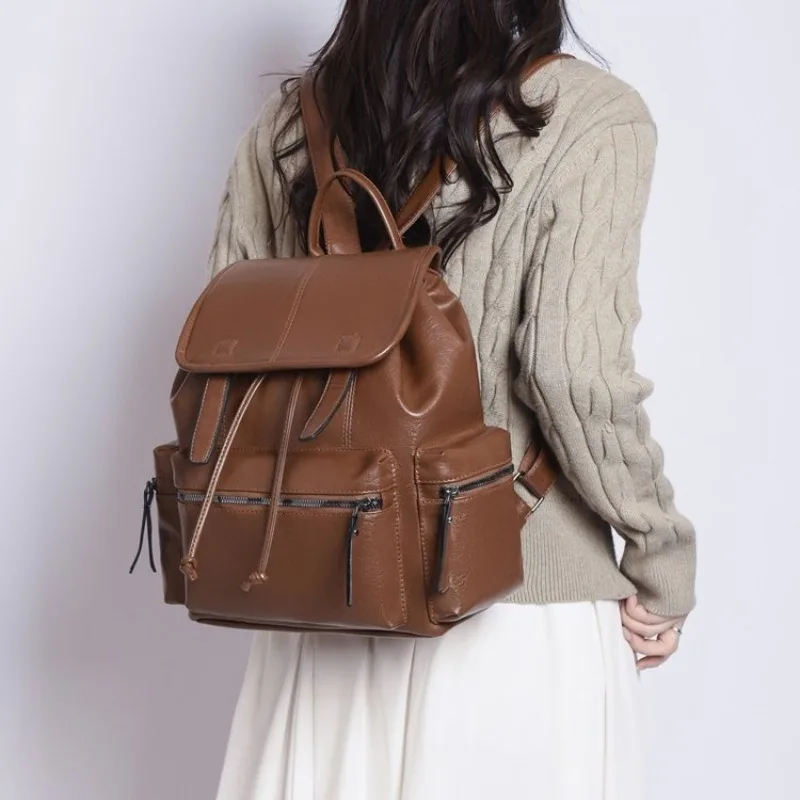 Solid Color Designer Diaper Bag For Women Elegant Leather Handbag Crossbody Shoulder Purse Tote Satchel Messenger Retro