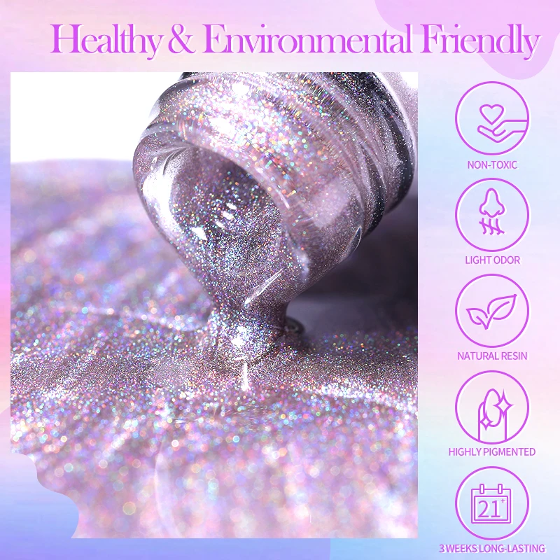 BORN PRETTY 10ml 레인보우 유리 고양이 마그네틱 젤 더블 라이트 스파클링 세미 퍼머넌트 마그넷 젤 UV 매니큐어 흡수