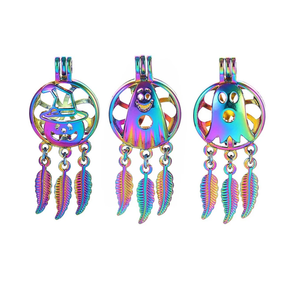 

Halloween Essential Oil Pendant Decorations Jewelry Pearl Bead Cage Oils Making Charm