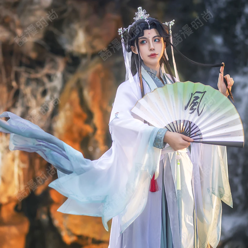 Tian Guan Ci Fu wersja Manga Anime Shi Qingxuan Cosplay kostiumy kobiet mężczyzna komplet buty peruka nakrycia głowy Halloween akcesoria