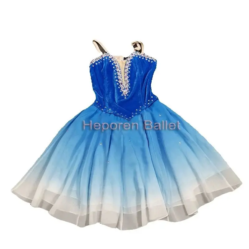 

Women Gradient Blue Ballet Competition Costume "Magic Charm" Performance Dress For Female Adults And Children