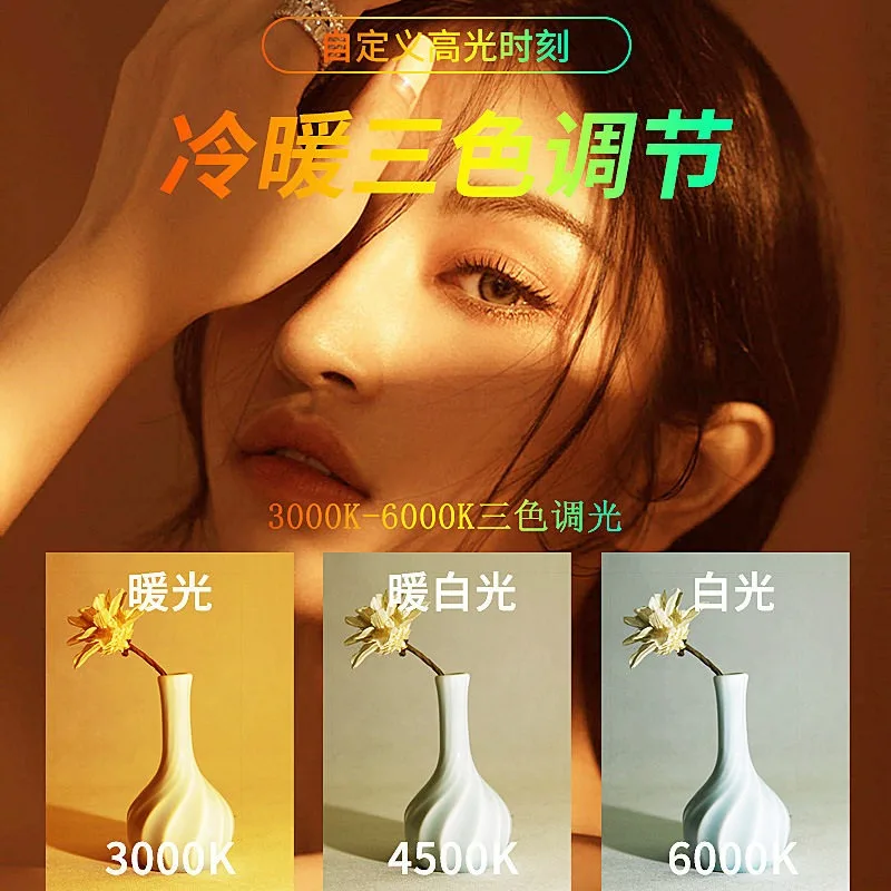 Portable Pocket Video Fill Light 3 Color Modes forPhone Camera Built-in Cold Shoe Mount 1/4 Inch Screw Portrait Photography Lamp