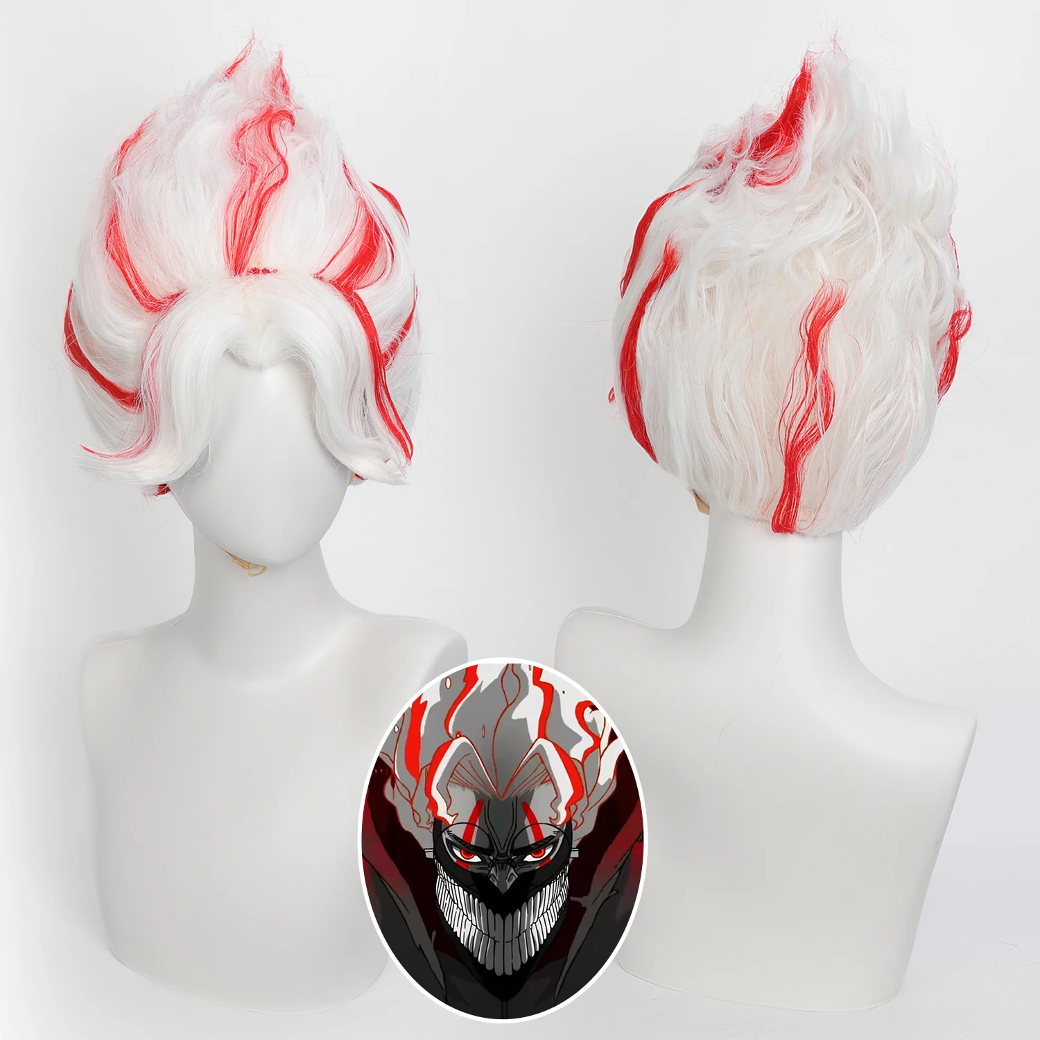 

Парик для косплея Dandadan Аниме Парик Okakun Белый с красным Аниме-игровым париком для ролевых игр Мужской синтетический парик аниме для аниме-игры Косплей