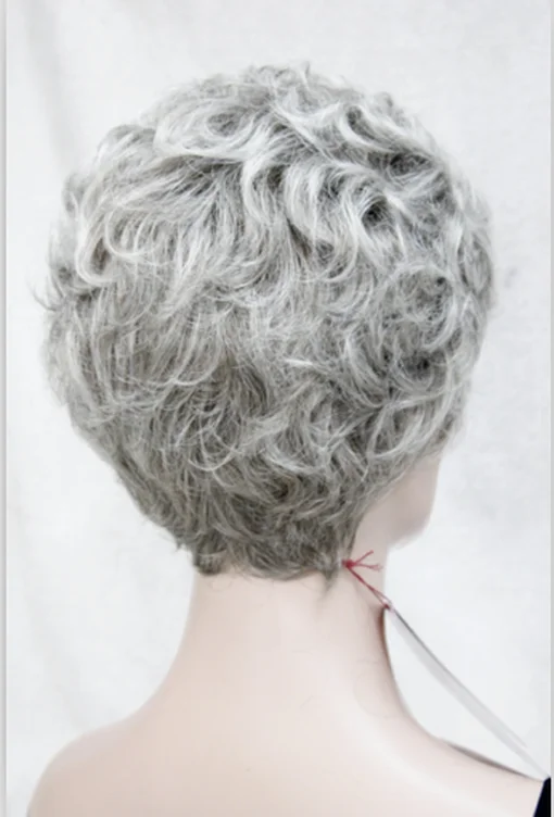 Women Wig Ladies Wig Short Curly Silver Grey Classic Synthetic Hair Wigs