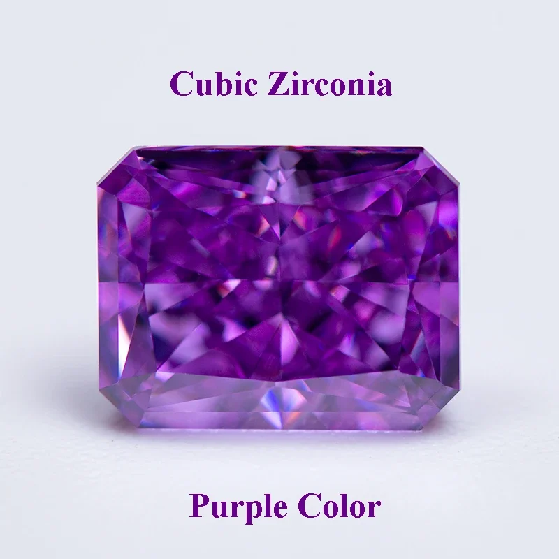 

Cubic Zirconia Crushed Ice Cut Purple Color Rectangle Shape Charms Beads for Diy Jewelry Making Pendant Materials No Certificate