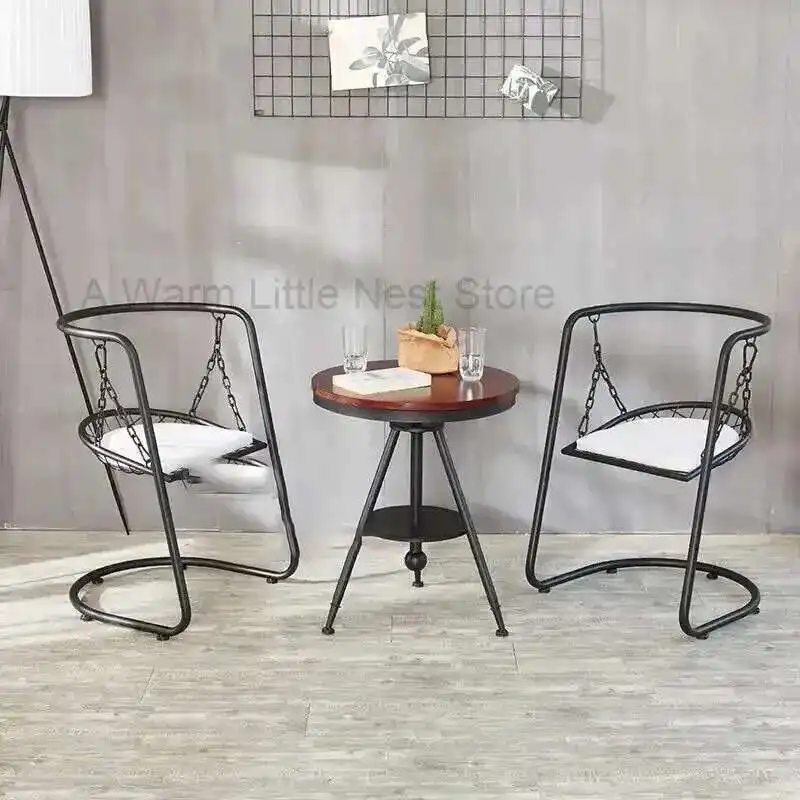

Luxury Wrought Iron Living Room Chairs Golden Backrest Armchair Home Bedroom Furniture Sofa Side Table Leisure Sofa Chair M