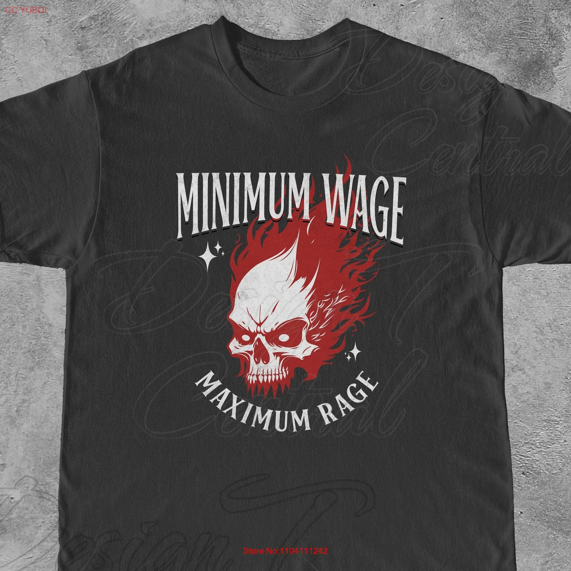 Minimum Wage Maximum Rage Funny Skeleton Meme T Shirt Weirdcore Clothing Skull on Fire Hard Unhinged Cursed Streetwear