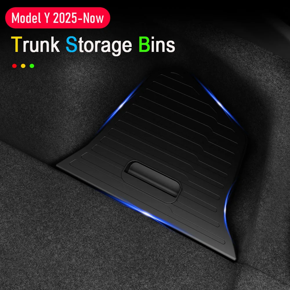 テスラ モデルY ジュニパー 2025 リアトランク サイド収納ボックス カーゴオーガナイザー TPEビンボックス フロッキングマット パーティションボード アクセサリー