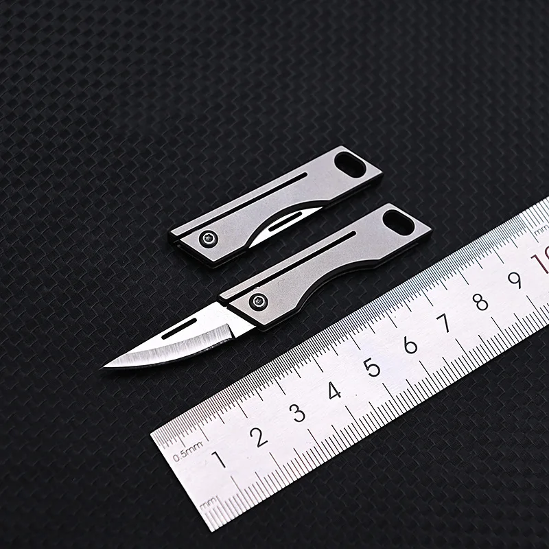 Titanium Alloy Mini Folding Knife High Hardness D2 Steel Sharp Knife With Keychain Pendant Disassembly Express Open Box EDC Tool