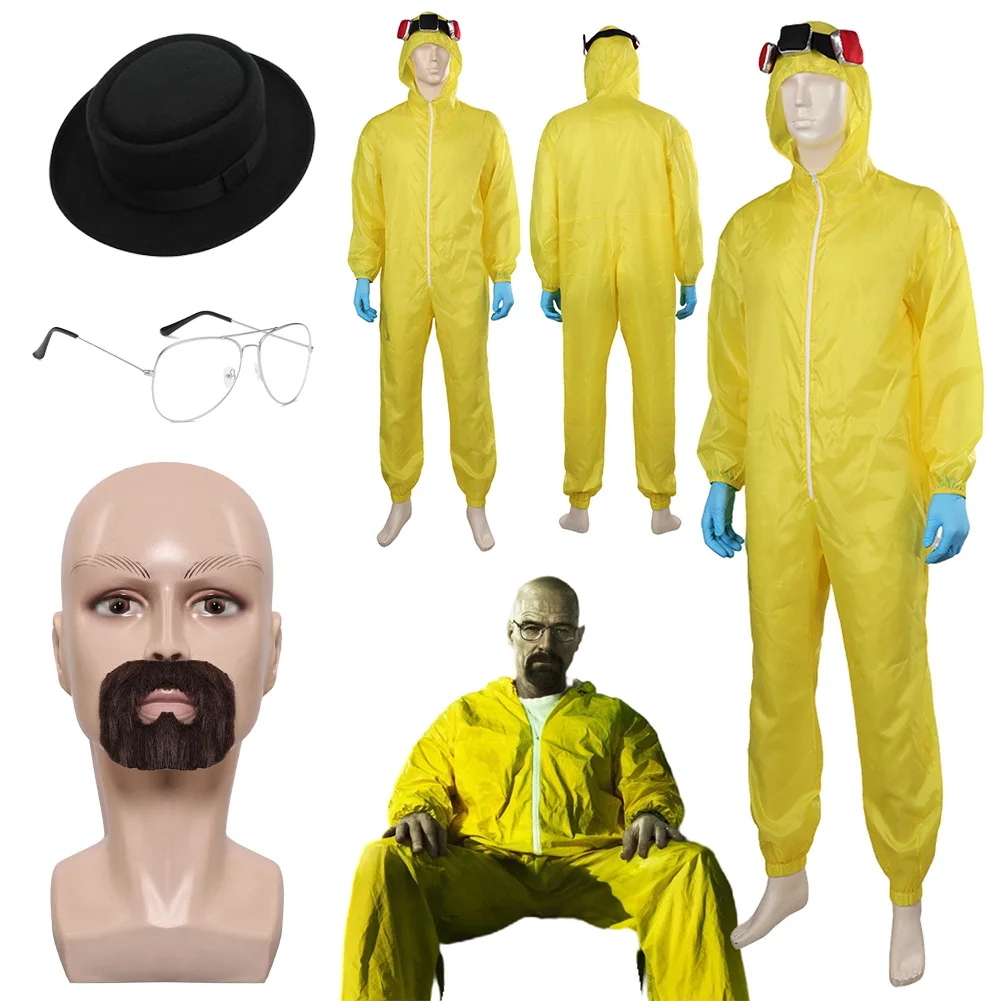 Fantasia s5 walter branco cosplay terno de proteção 2024 tv quebrando mau disfraz traje masculino roupas halloween carnaval festa pano