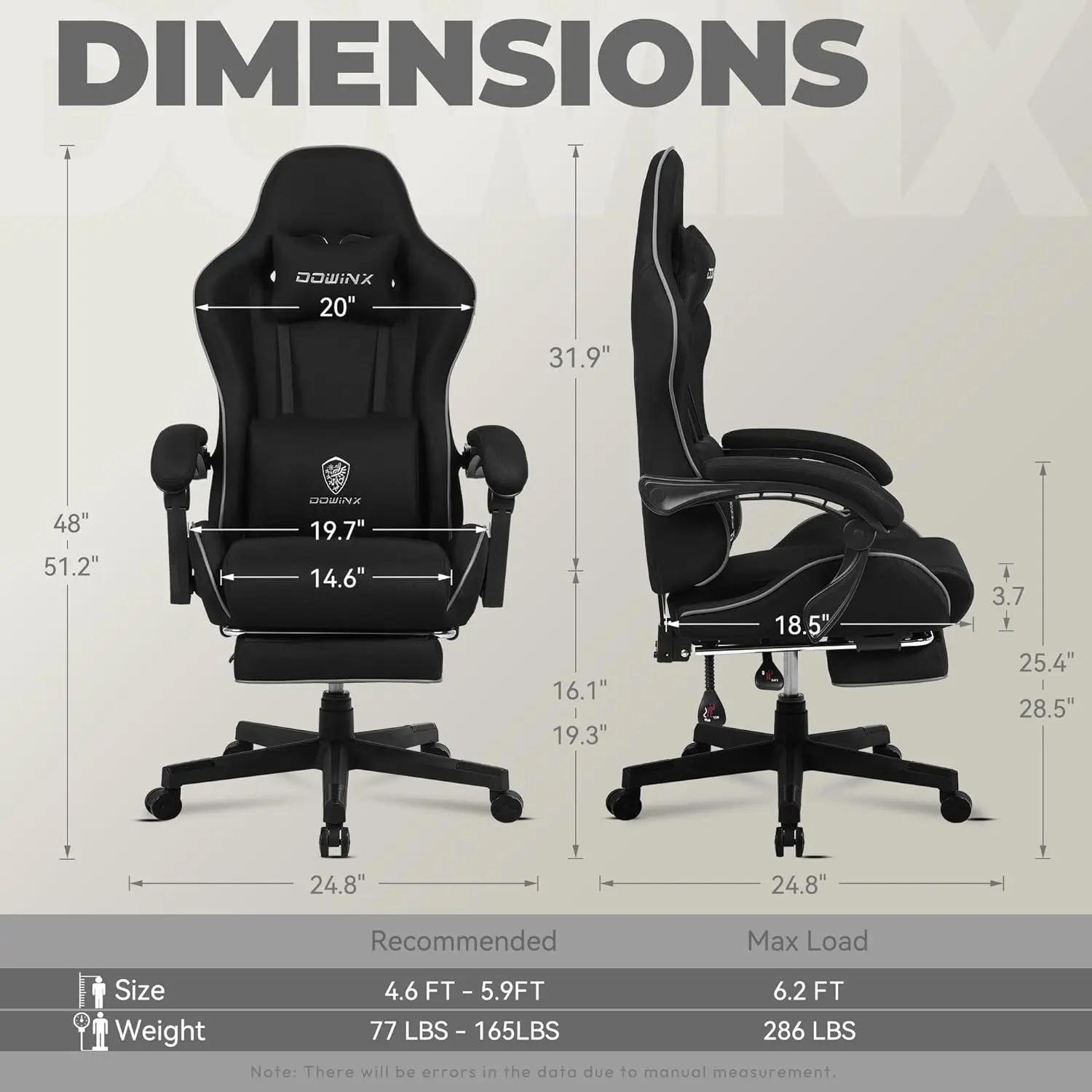 

Gaming Chair Fabric with Pocket Spring Cushion, Massage Game Chair Cloth with Headrest, Ergonomic Computer Chair