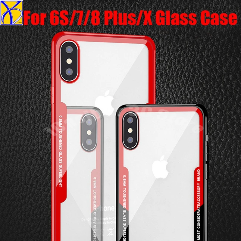 100pcs DHL iCasiber New Phone Cases For iPhone X Case soft TPU + Acrylic Transparent Glass Back Cover For iPhone 6 6S 7 8 Plus X