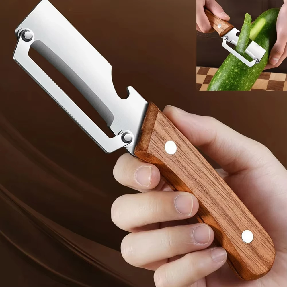 1/2/3pcs Stainless steel peeler with wooden handle for peeling and slicing fruits and vegetables | Durable and smooth operation