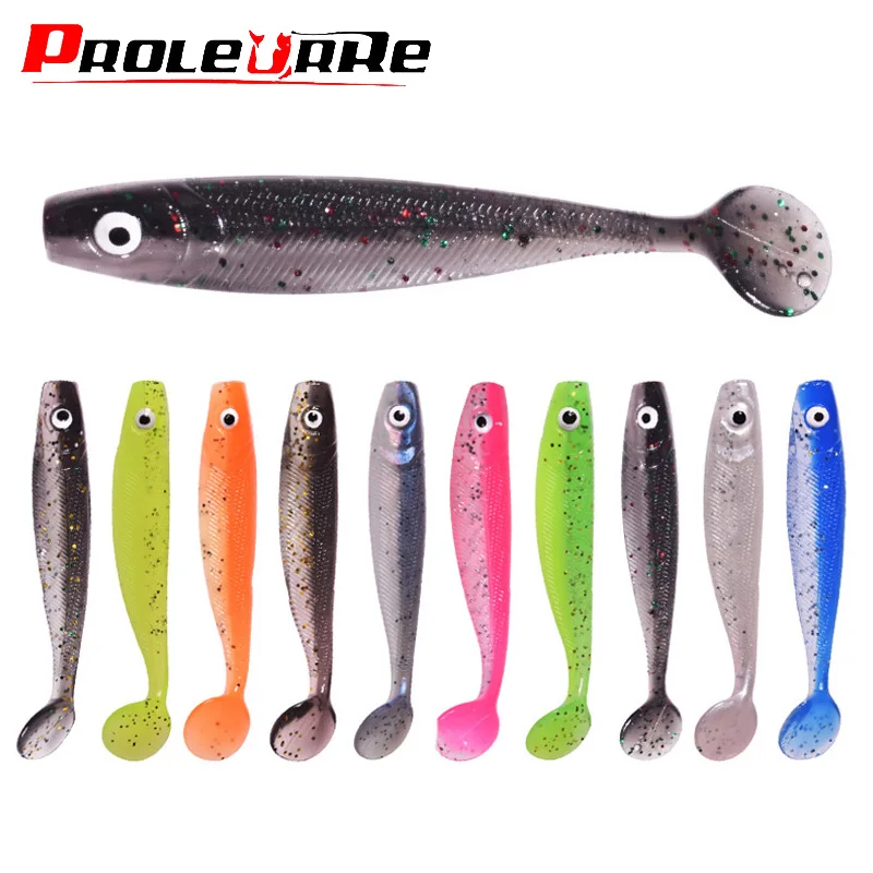 

10 Pcs Jig Wobblers 3D Eyes Silicone Soft Lure 6.8cm 2g T Tail Artificial Worm Swimbaits for Bass Trout Pike Fishing Tackle​