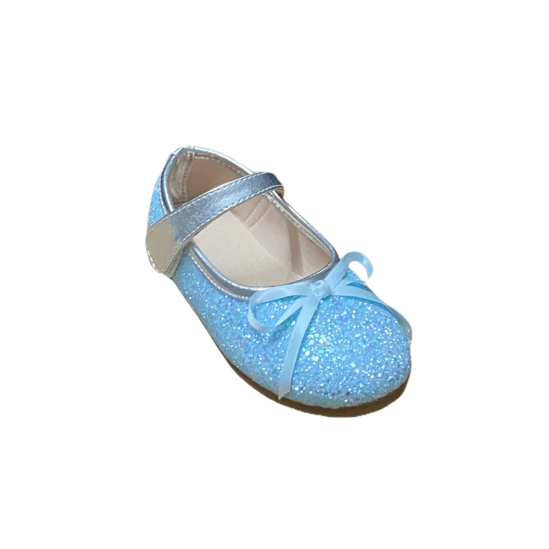 

Детские туфли Jinyu для девочек, плоские, модные, простые, с бабочками, небесно-голубые, из кожи, для принцесс, 3-16 лет