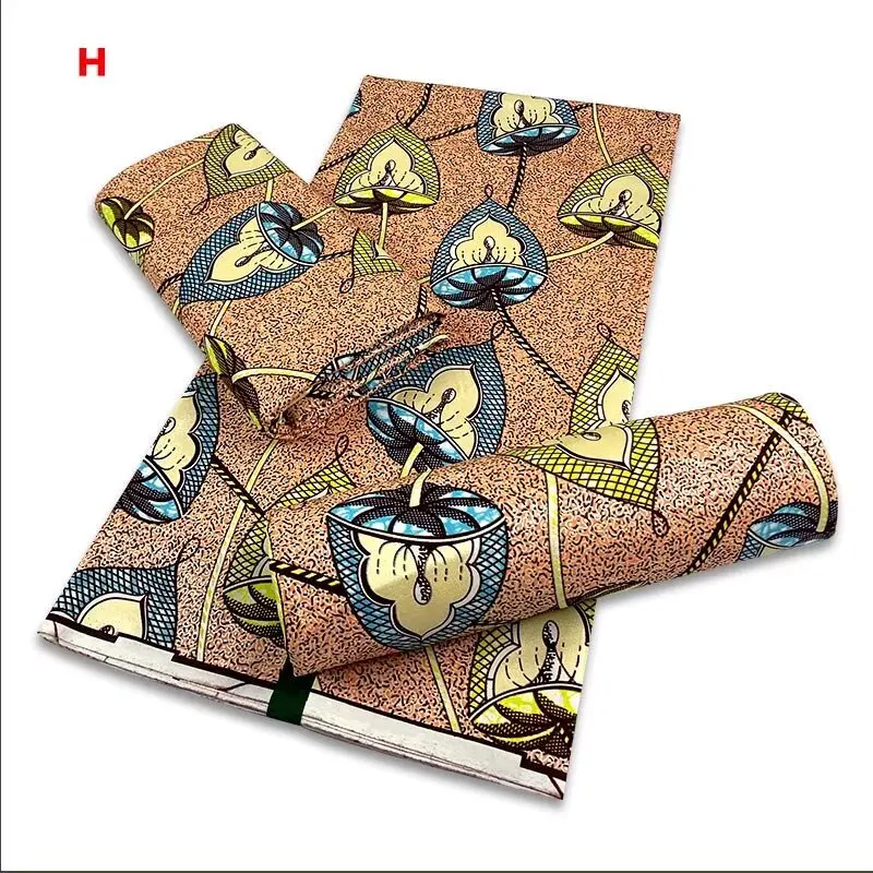 Nigerial African Golden Wax Print Fabrics 100% Cotton Pagne Wrap Batik Wax Veritable High Quality Golden Material 6 Yard YG326-1