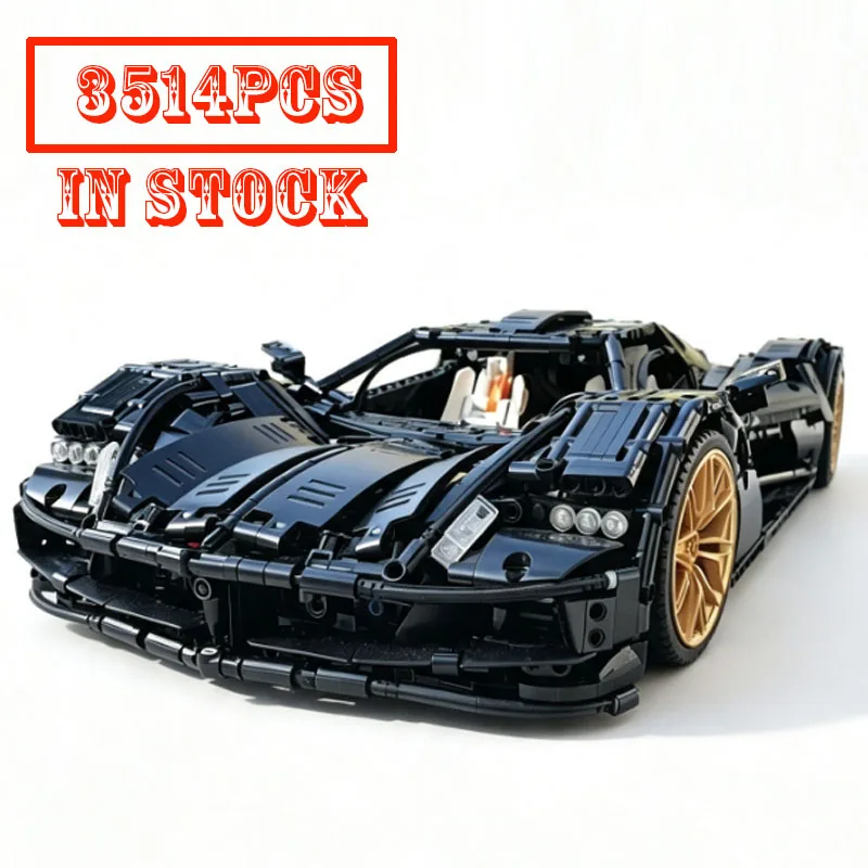 3514Pcs  Style Scissor Door Hypercar Building Blocks Large Scale Black Sports Car DIY Assembly Bricks Model For Adult Collection