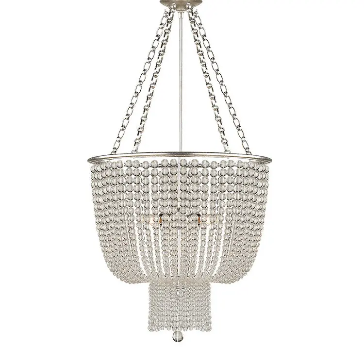 American retro chandelier simple wooden bead restaurant bedroom villa creative light luxury crystal bead lamp