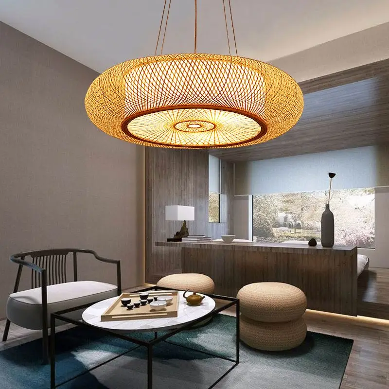 

Simplicity Chinese Bamboo Led Pendant Light for Living Room Hanging Lamp Cover Bedroom Pendant Lamp Kitchen Home Decor Lighting