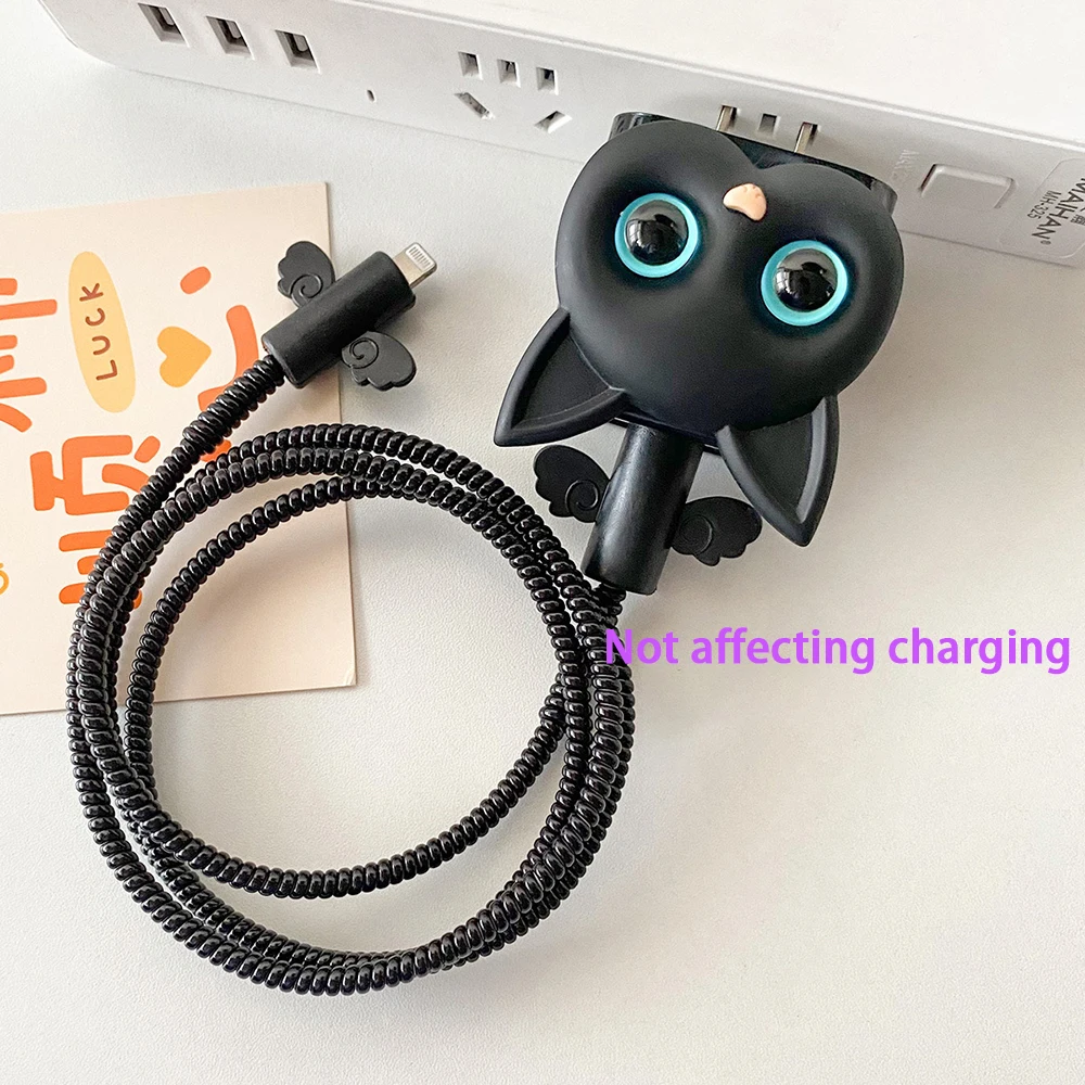 New IPhone Charger Protector Cover 18W 20W Cartoon Cat Charger Head Case Line Spiral Winder for IPhone 15 14 13 12 Pro Max