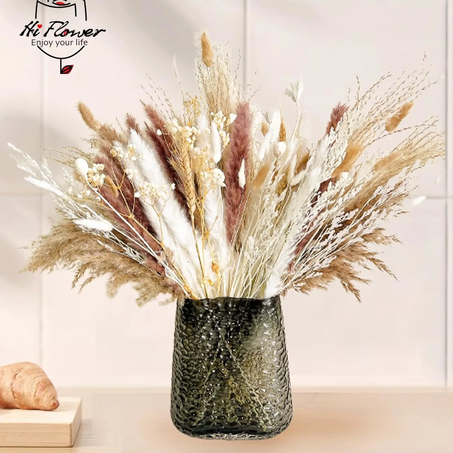 

Natural Pampas Grass Dried Flowers Bouquet Boho Home Decor Bunny Tails Wedding Party Decoration Artificial Plant Garden Ornament