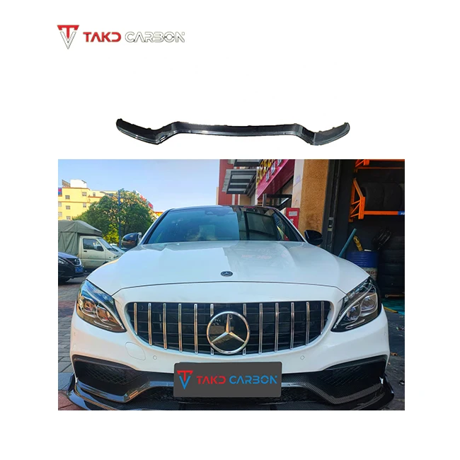 TAKD Real Car Data Development Dry Carbon Fiber Front Bumper Middle Lip For BENZ AMG C63 W205 Coupe