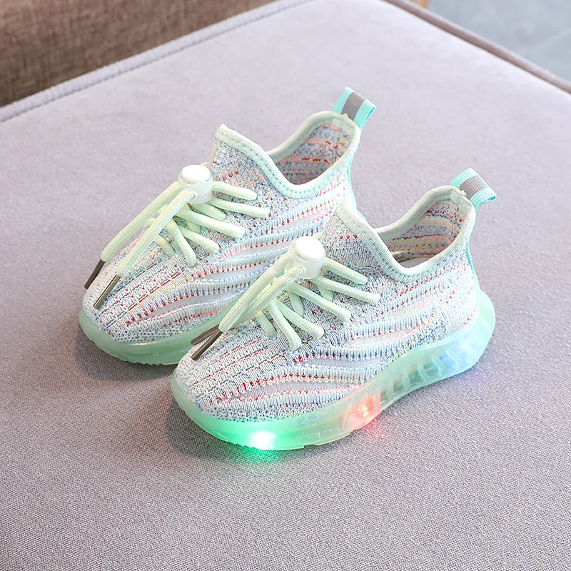 Children Glowing Sneakers Breathable Mesh Shoes Boys Girls With Light Up Sole Kids LED Luminous Shoes Antiskid Child Sneaker