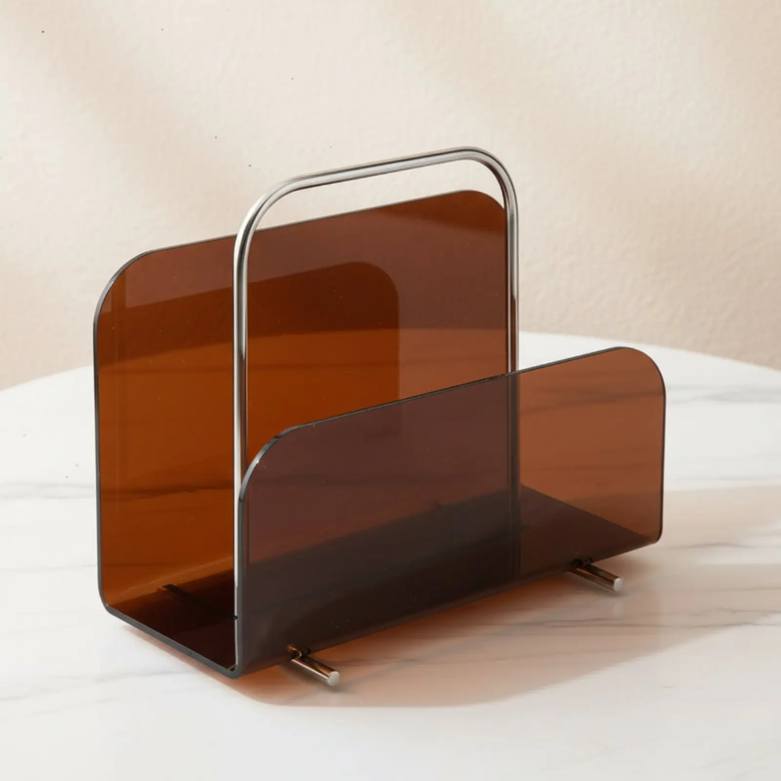 Acrylic Magazine Rack Portable Handle Modern Magazine Holder Newspaper Stand Clear Design Home Decor Accessible Top - view 6