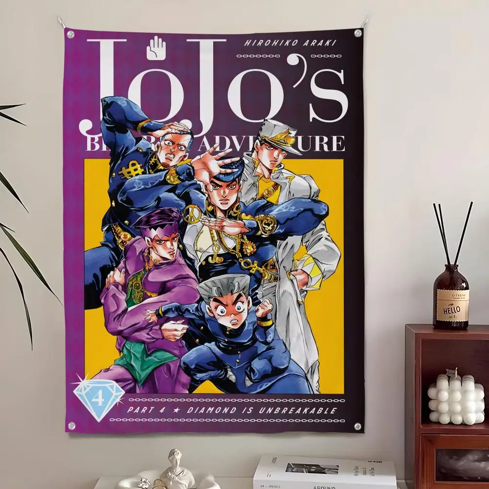 Anime J-JoJo Bizarre Adventure Wandteppich, Hintergrundkunst, Dekor für Schlafzimmer, Wohnzimmer, Bar, Garten, Outdoor, Wanddekoration