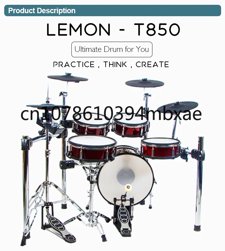 Lemon Electronic Drum T850 9 Piece Mesh Head Drum Set