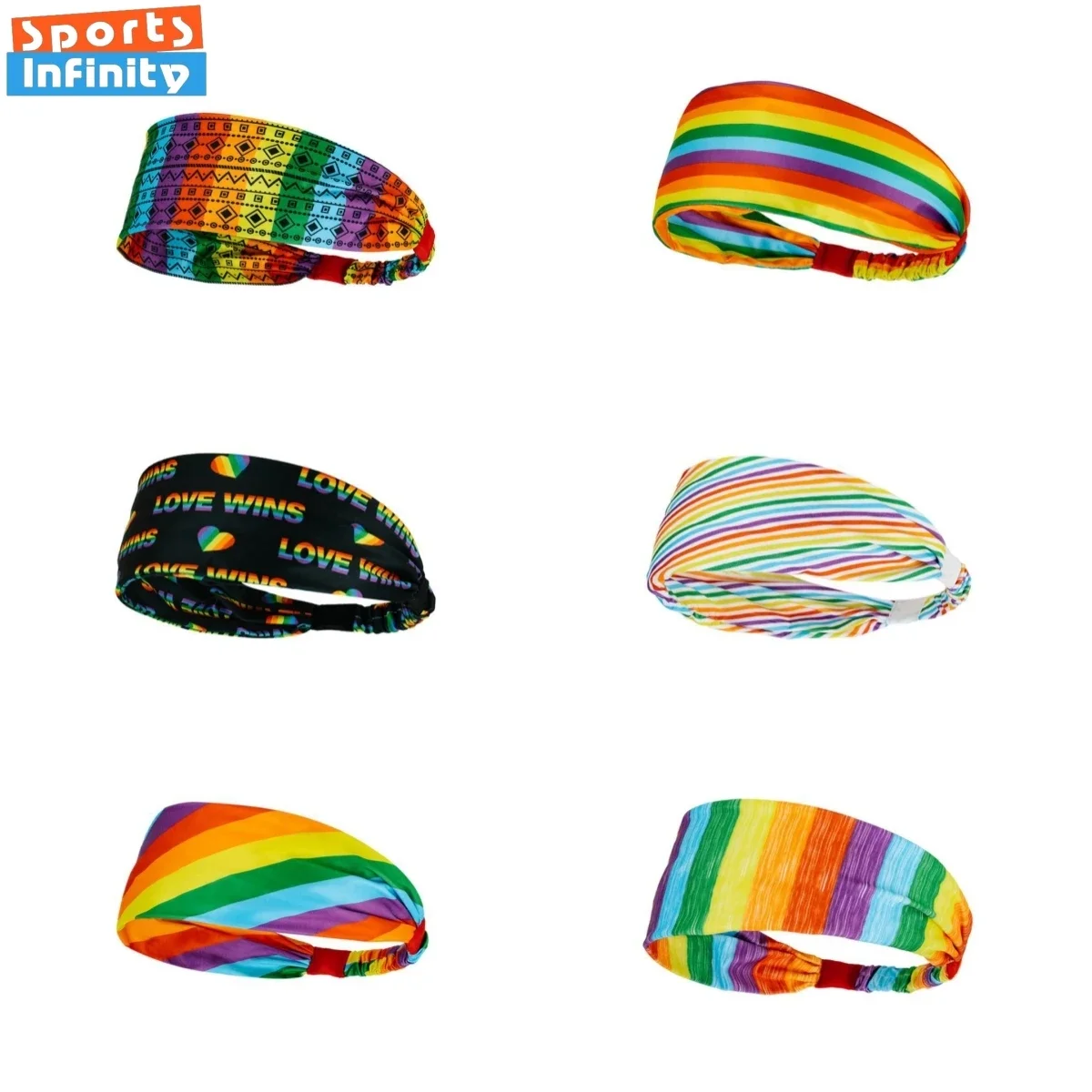 Rainbow Colored Wide Headband Comfortable Soft Elastic Headbands for DAILY Life Yoga Fitness Workout Rainbow Print