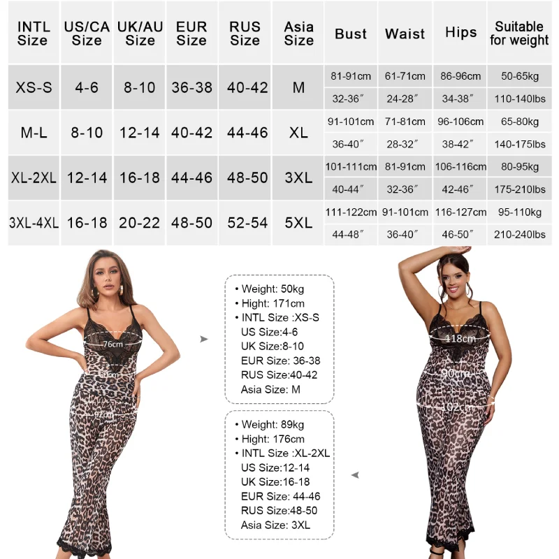 Comeondear Soft Luxury Lace Pajamas Lingerie Women Sexy Leopard Nightwear Plus Size Top And Pants Transparent 2 Pcs Nighties Set